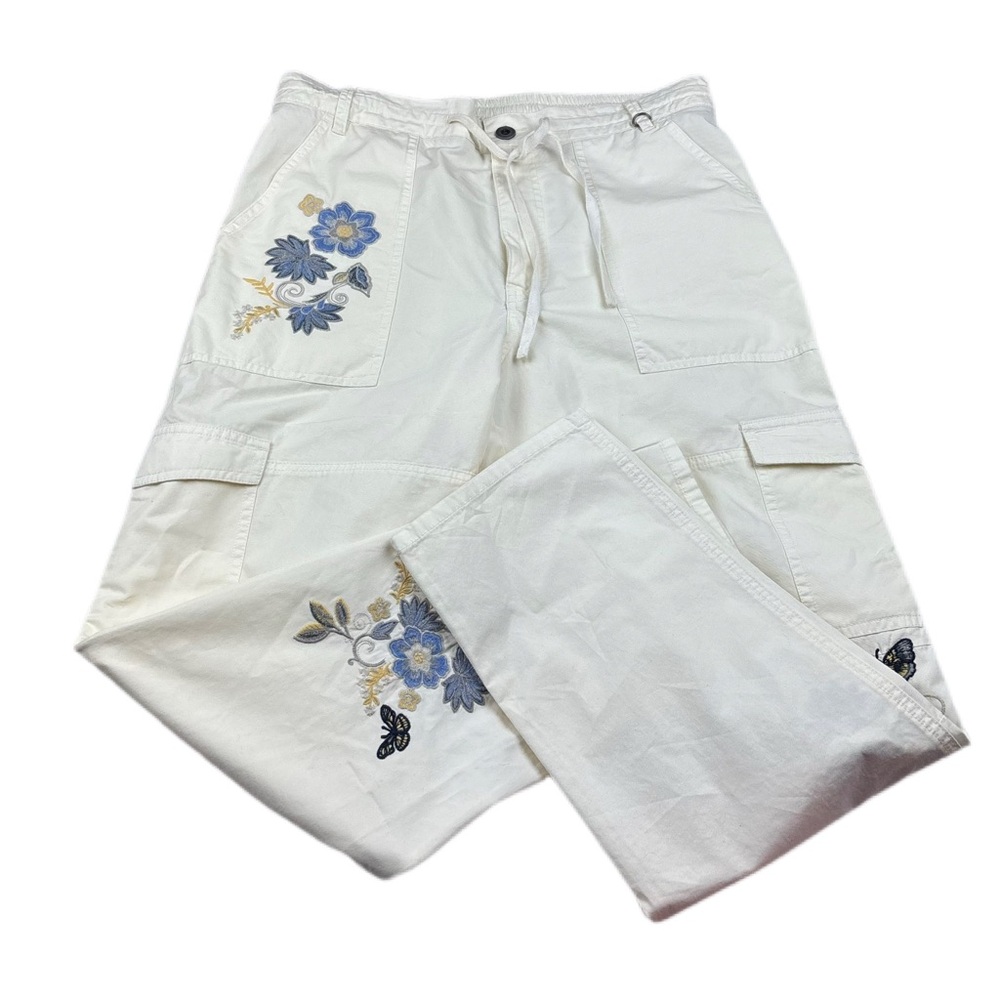 Sundance Starling Embroidered 100% Cotton Cargo Pants Size 10